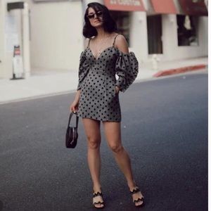 NWT Delphine The Label Hear Me Howl Polka Dot Dress in Gray 4